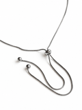 Corde Necklace N019　コードネックレスN019　金属アレルギー対応ステンレスのスネークチェーンY字デザインのシルバーカラーのネックレスのメイン画像