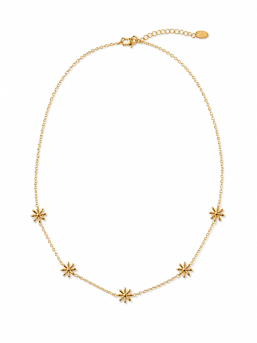 Fleurir Necklace N015 フルールネックレスN15　チェーンに5つお花モチーフが付いてるデザインのネックレスのメイン画像　