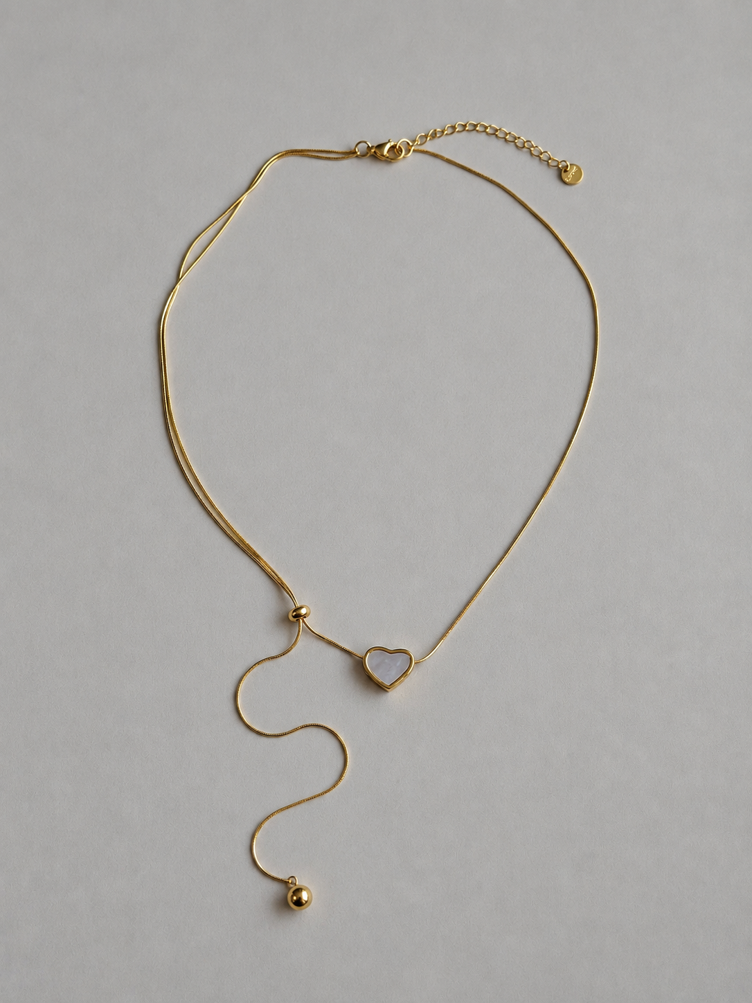 Tendre Necklace N013　タンドルネックレスＮ013 ハートシェルトップ付ゴールドチェーンネックレスの全体画像